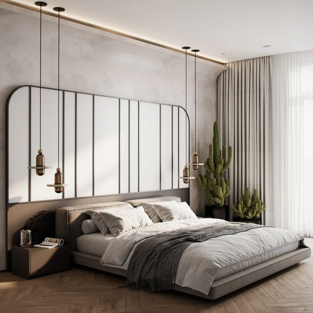 现代装修效果全景图，线条感也很美