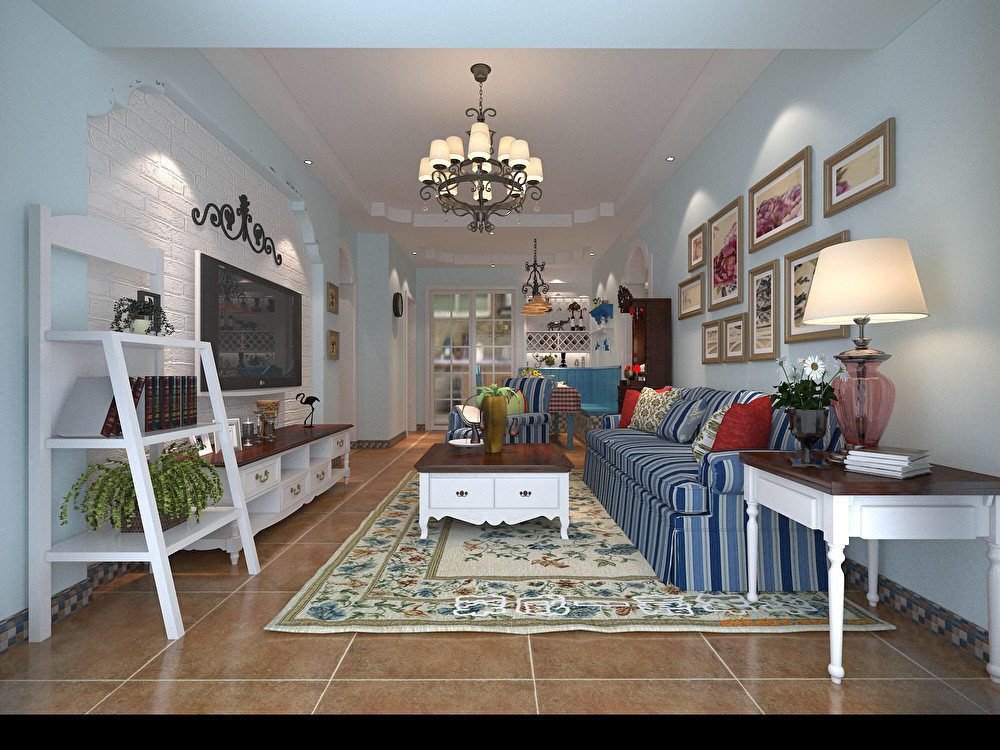 80㎡三居室，地中海风格 合理布局设计