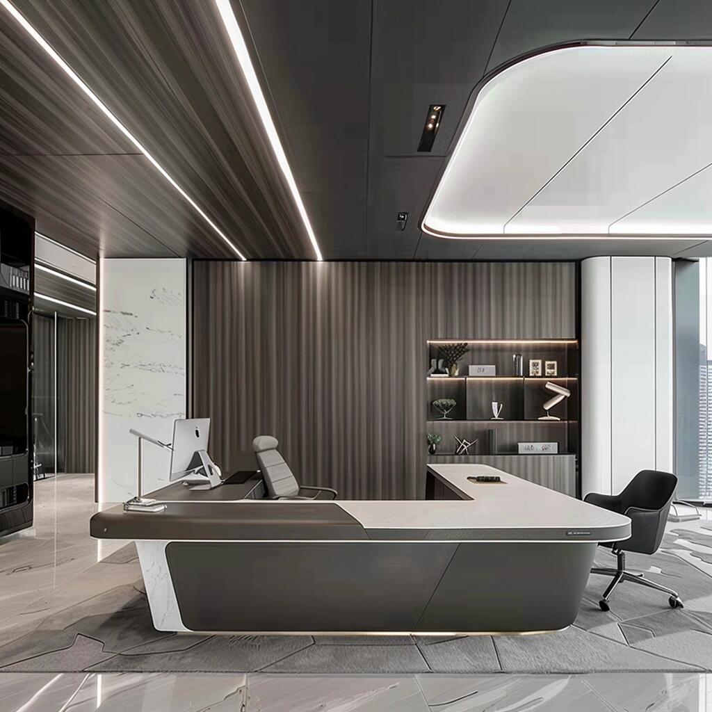 600平黑白极简高档办公室装修案例