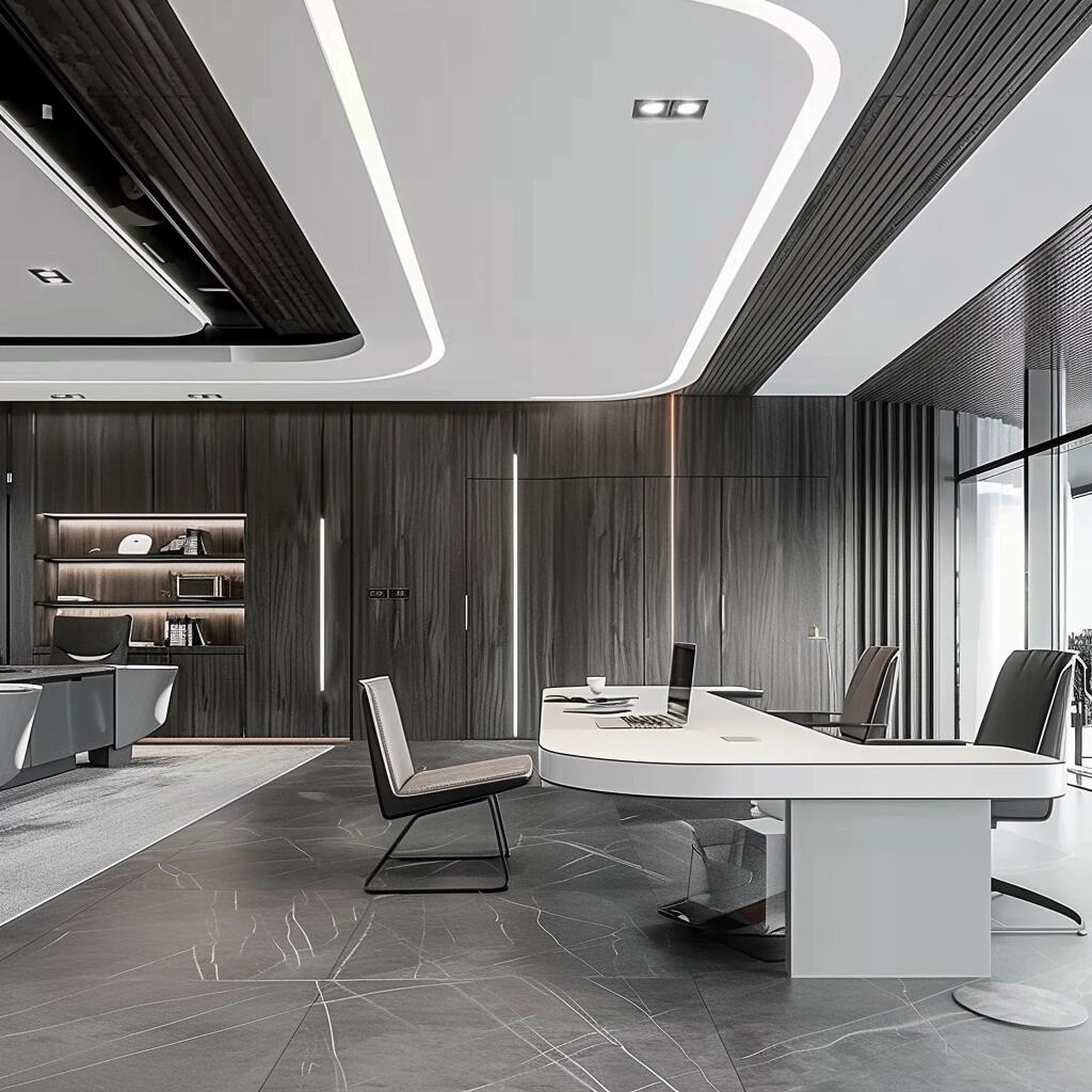 600平黑白极简高档办公室装修案例