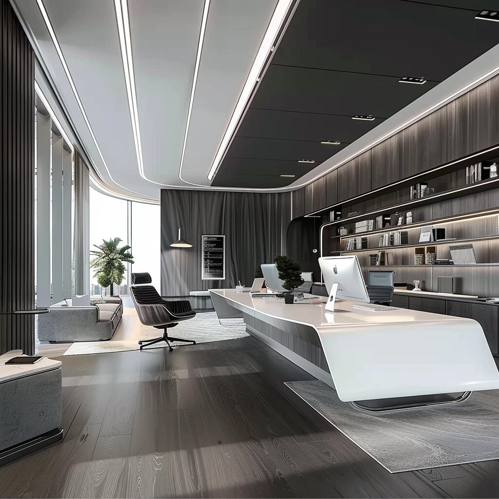 600平黑白极简高档办公室装修案例