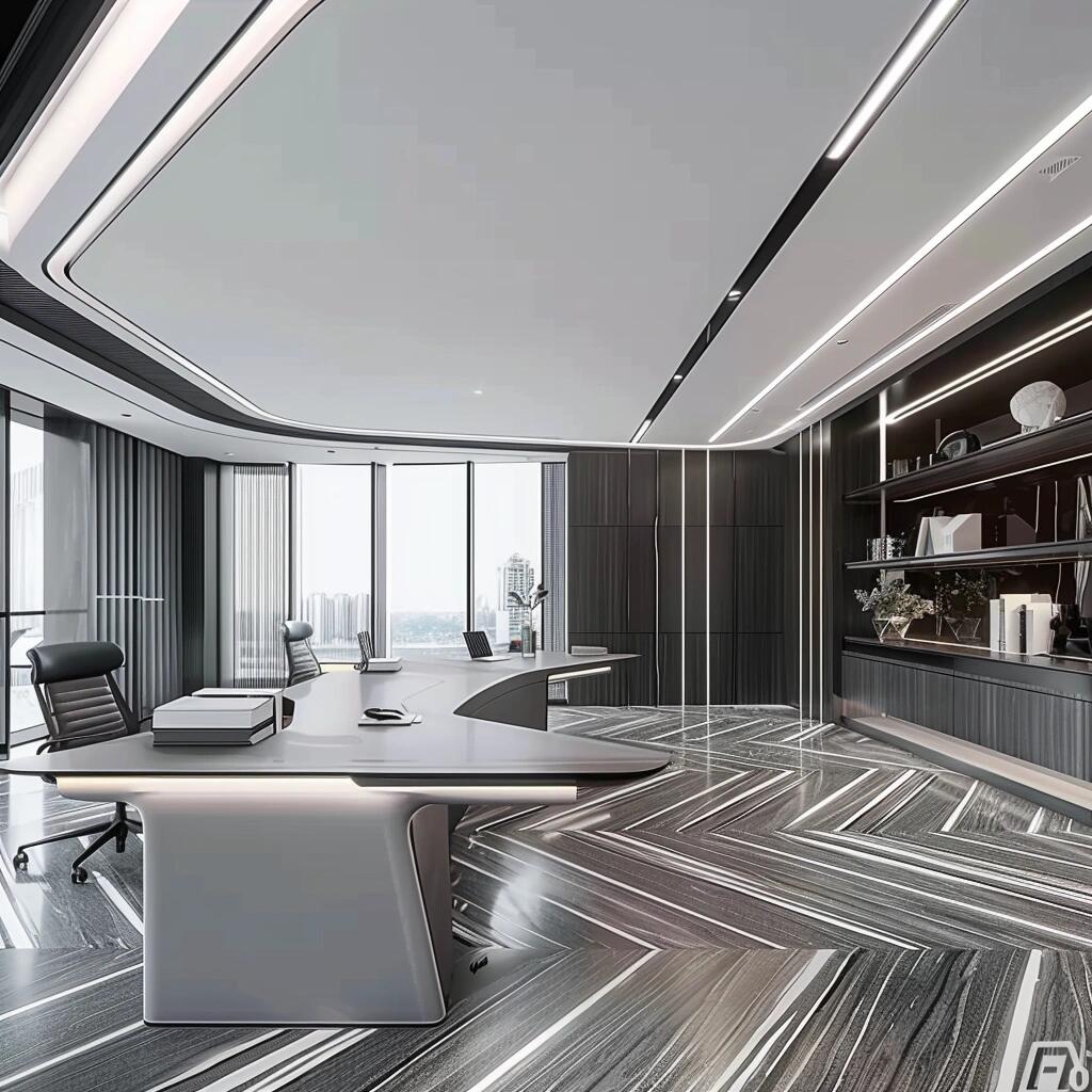 600平黑白极简高档办公室装修案例