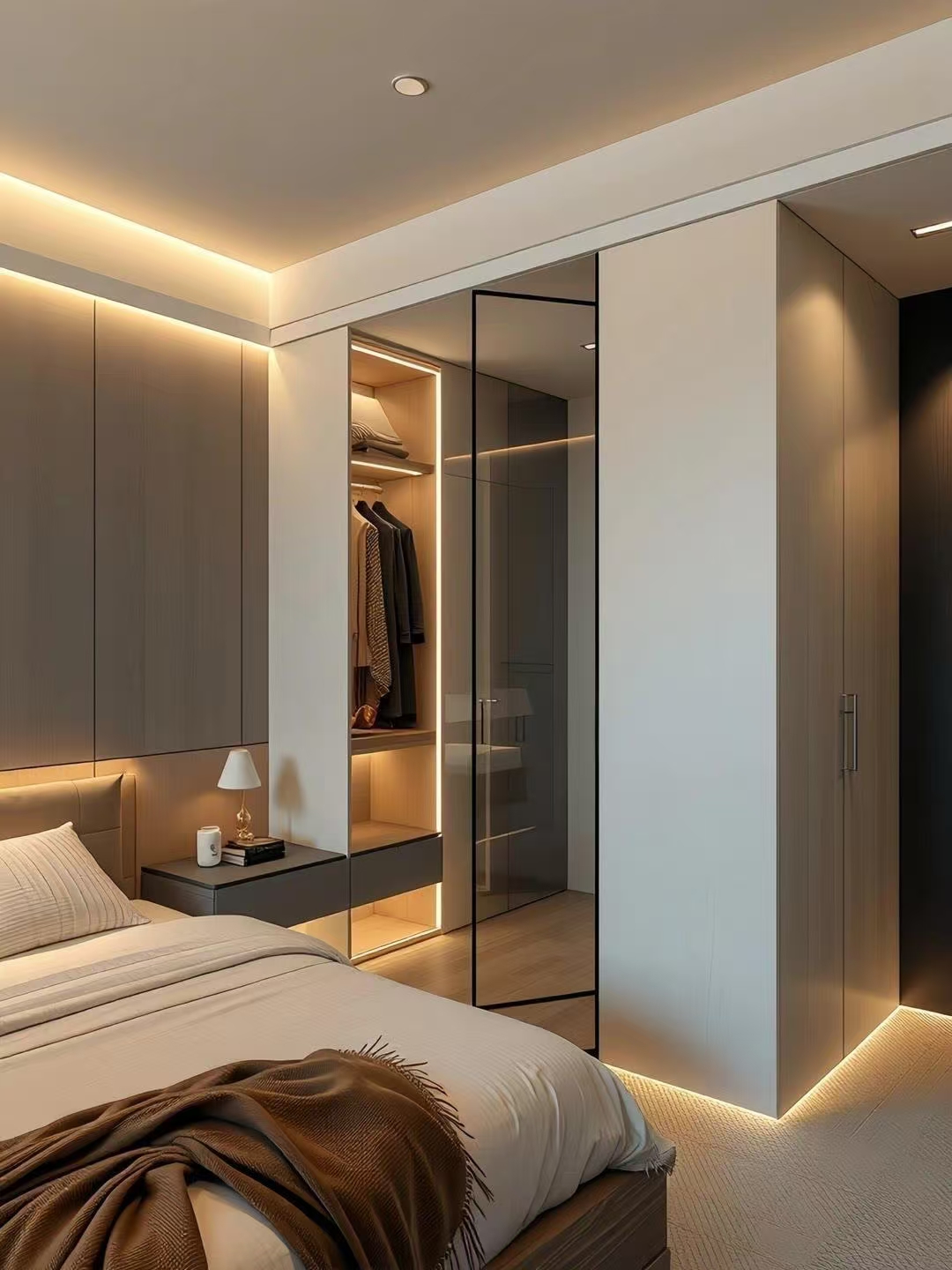 意式极简通过清晰的线条、简洁的形状和无冗余装饰，让空间呈现整齐有序的高级感，同时兼顾居住实用性。 