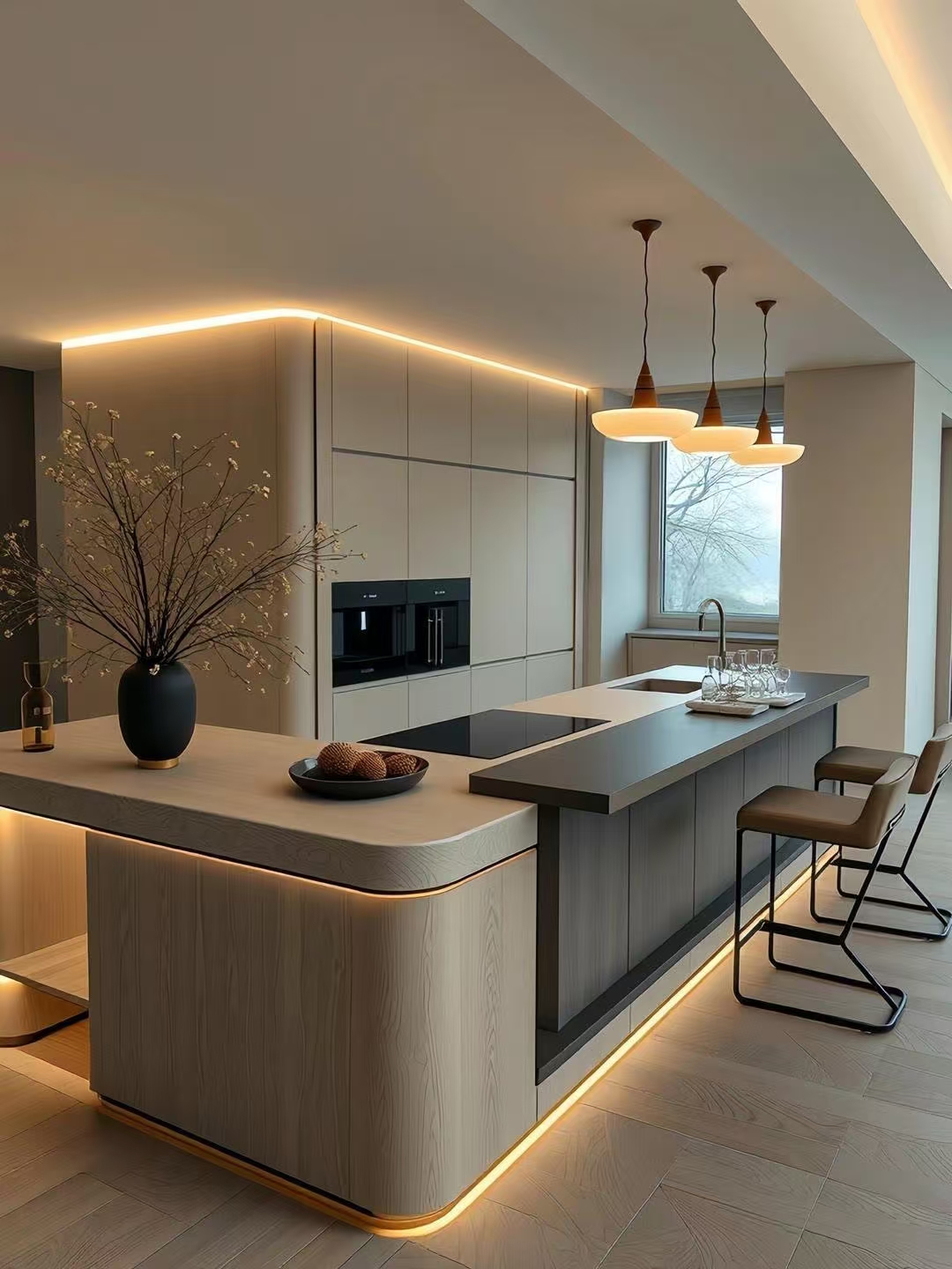 意式极简通过清晰的线条、简洁的形状和无冗余装饰，让空间呈现整齐有序的高级感，同时兼顾居住实用性。 