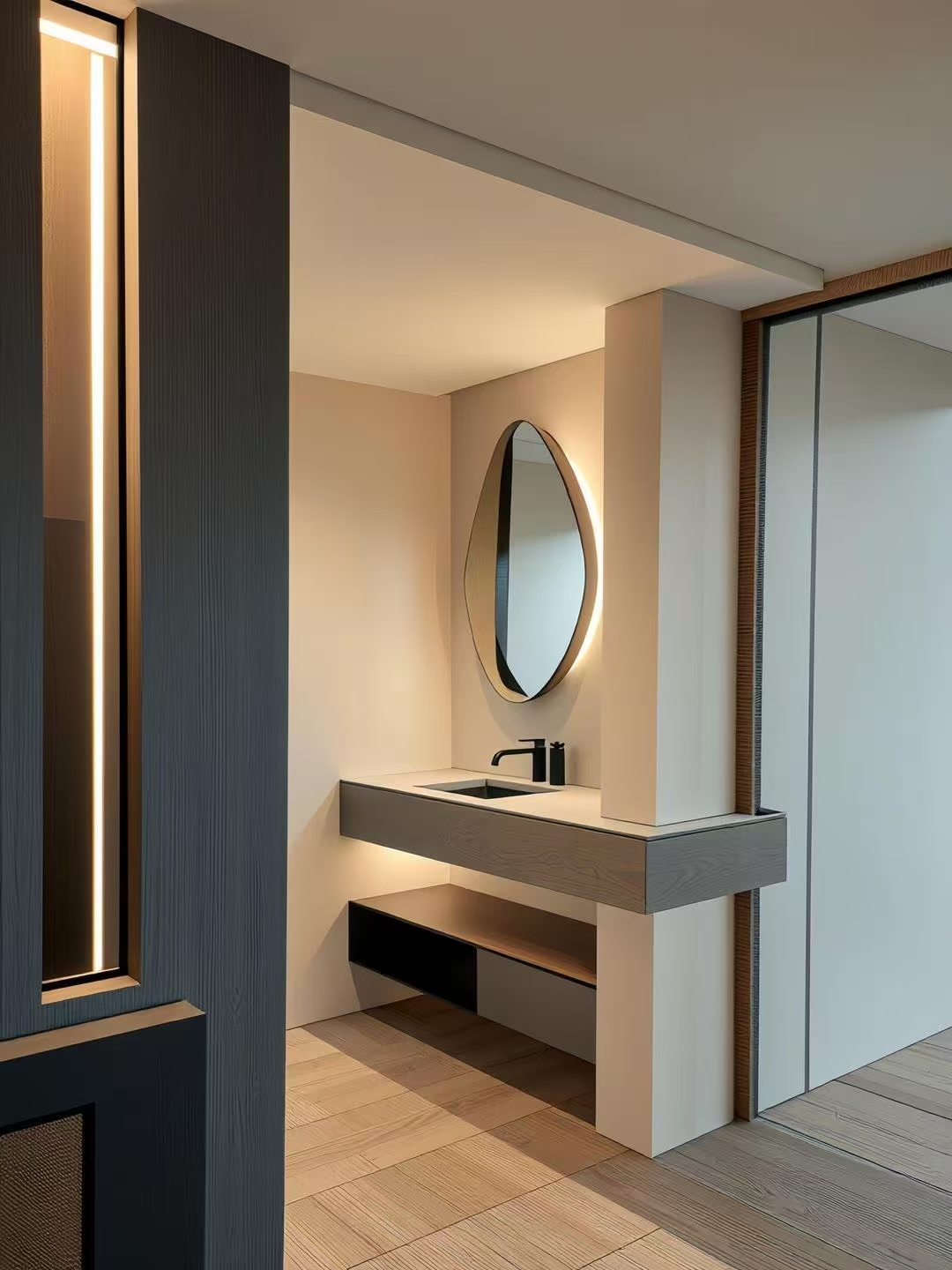 意式极简通过清晰的线条、简洁的形状和无冗余装饰，让空间呈现整齐有序的高级感，同时兼顾居住实用性。 