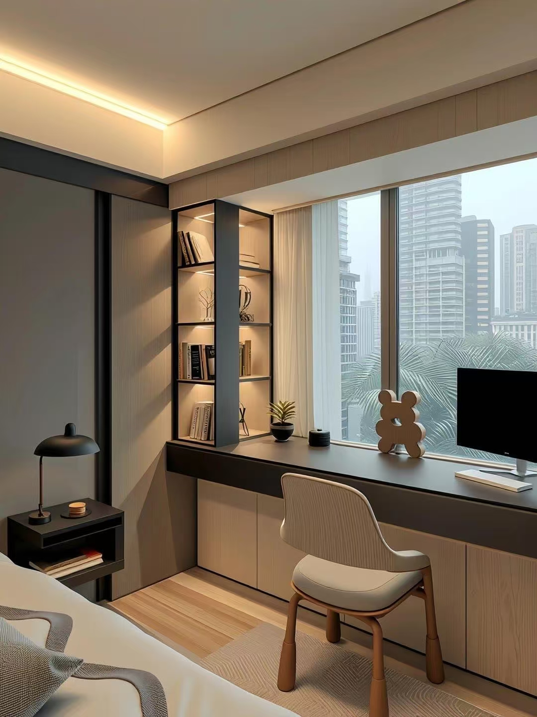 意式极简通过清晰的线条、简洁的形状和无冗余装饰，让空间呈现整齐有序的高级感，同时兼顾居住实用性。 