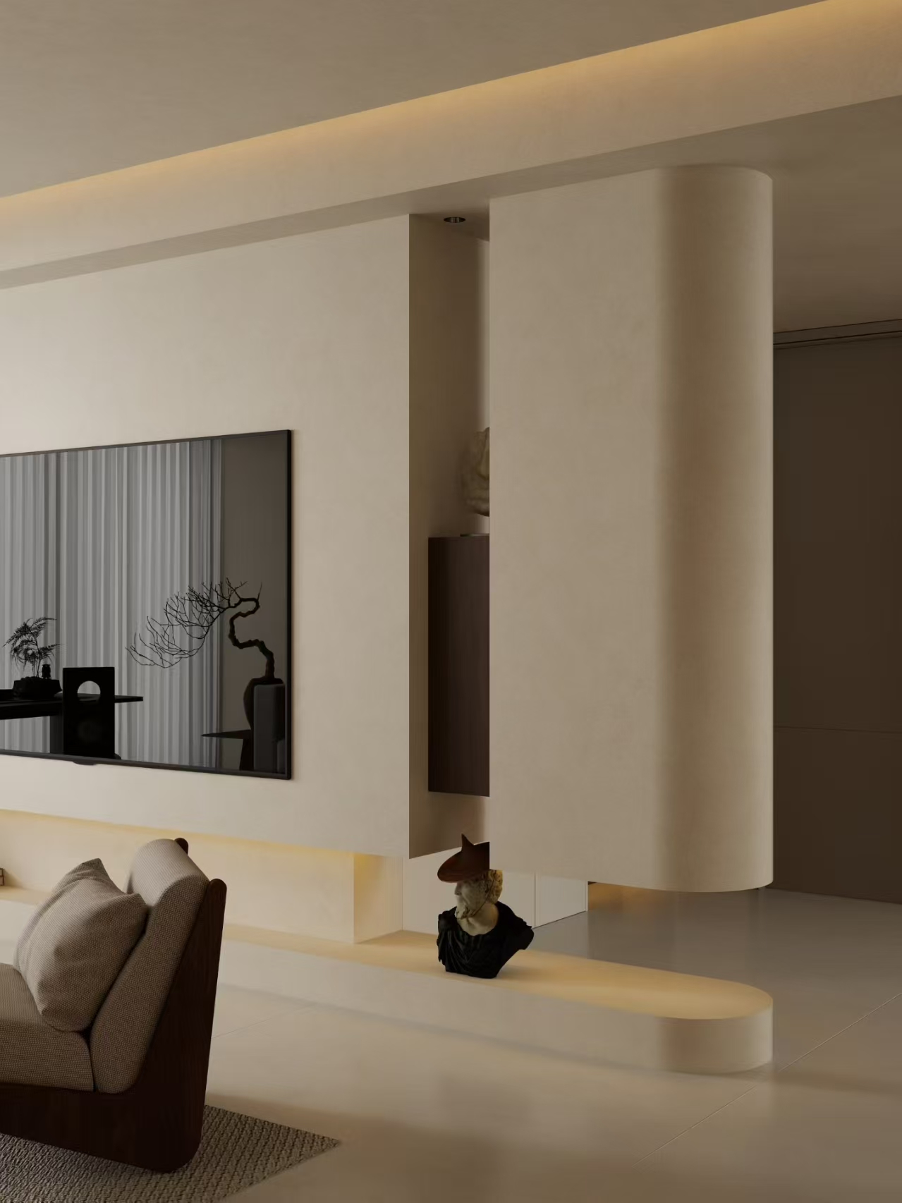 圆弧设计+暖光氛围   打造高级质感禅意空间