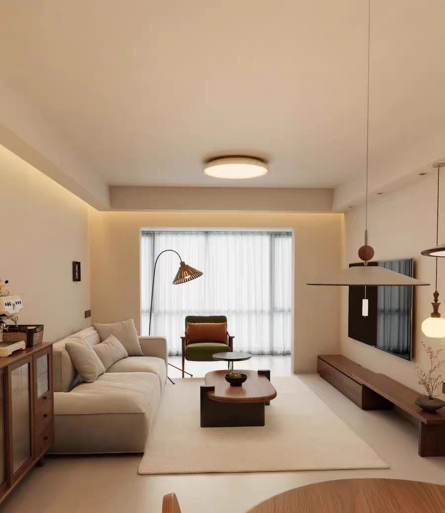 原木风暖调客厅   柔和灯光+质感家具，治愈系居家空间的理想范本