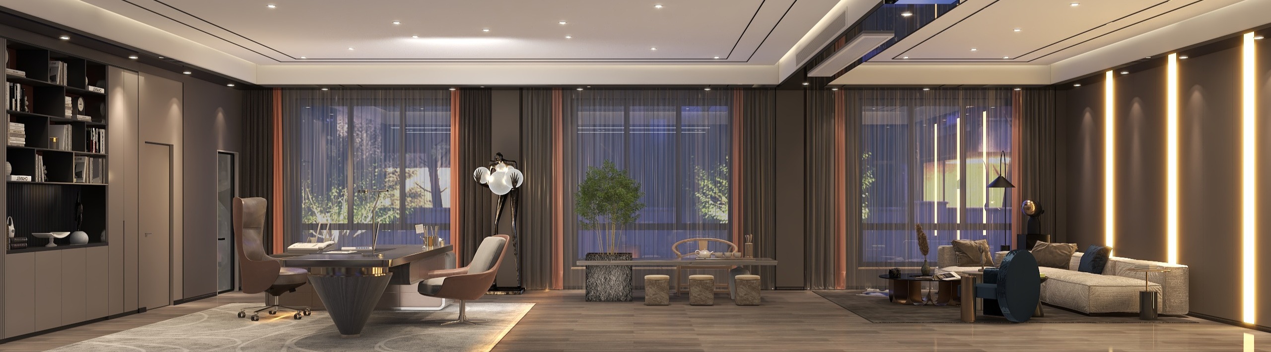 办公室，工装，护墙板，董事长办公室