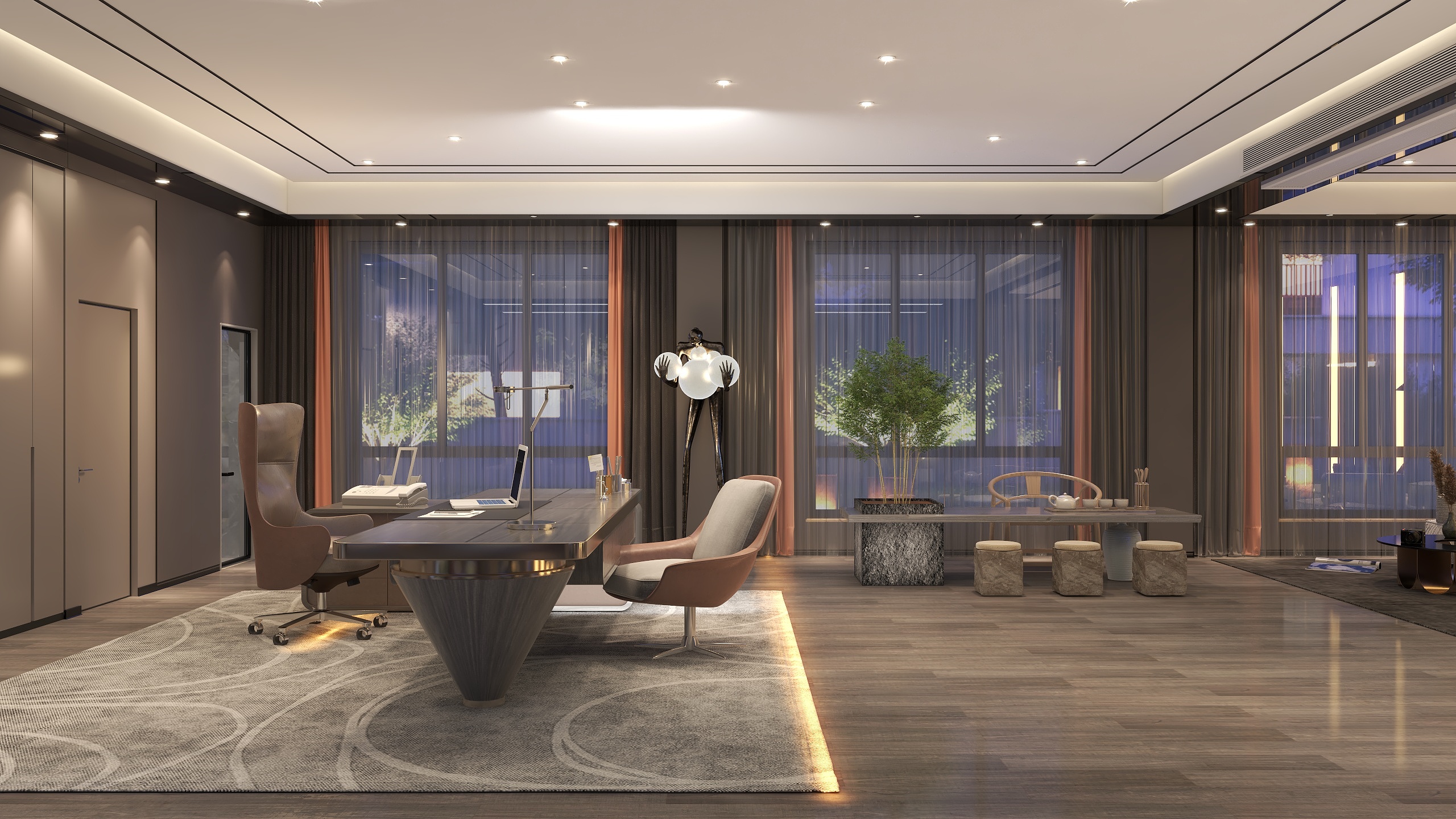 办公室，工装，护墙板，董事长办公室