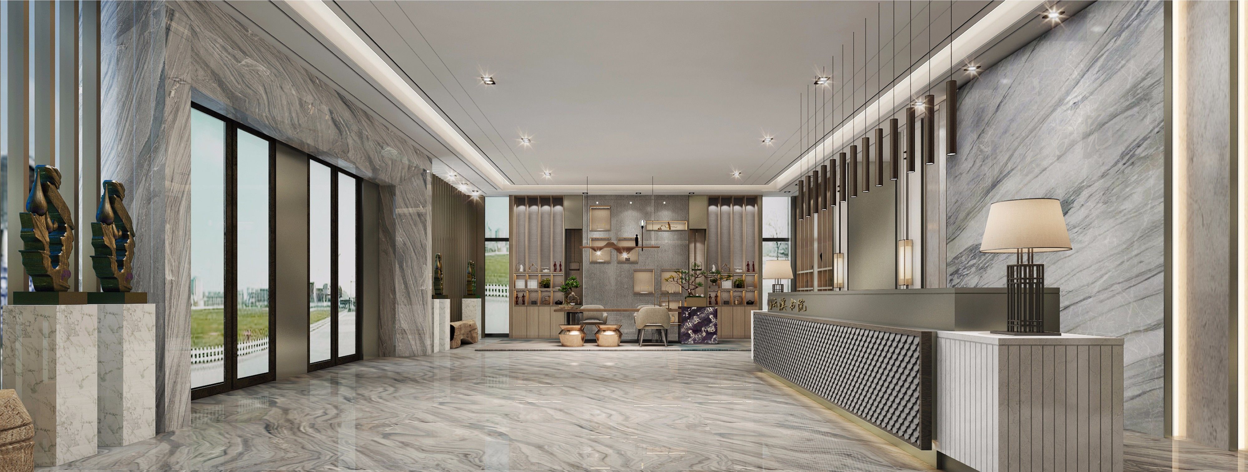 售楼处接待洽谈厅装修效果图  工装售楼处装修图片 400平米