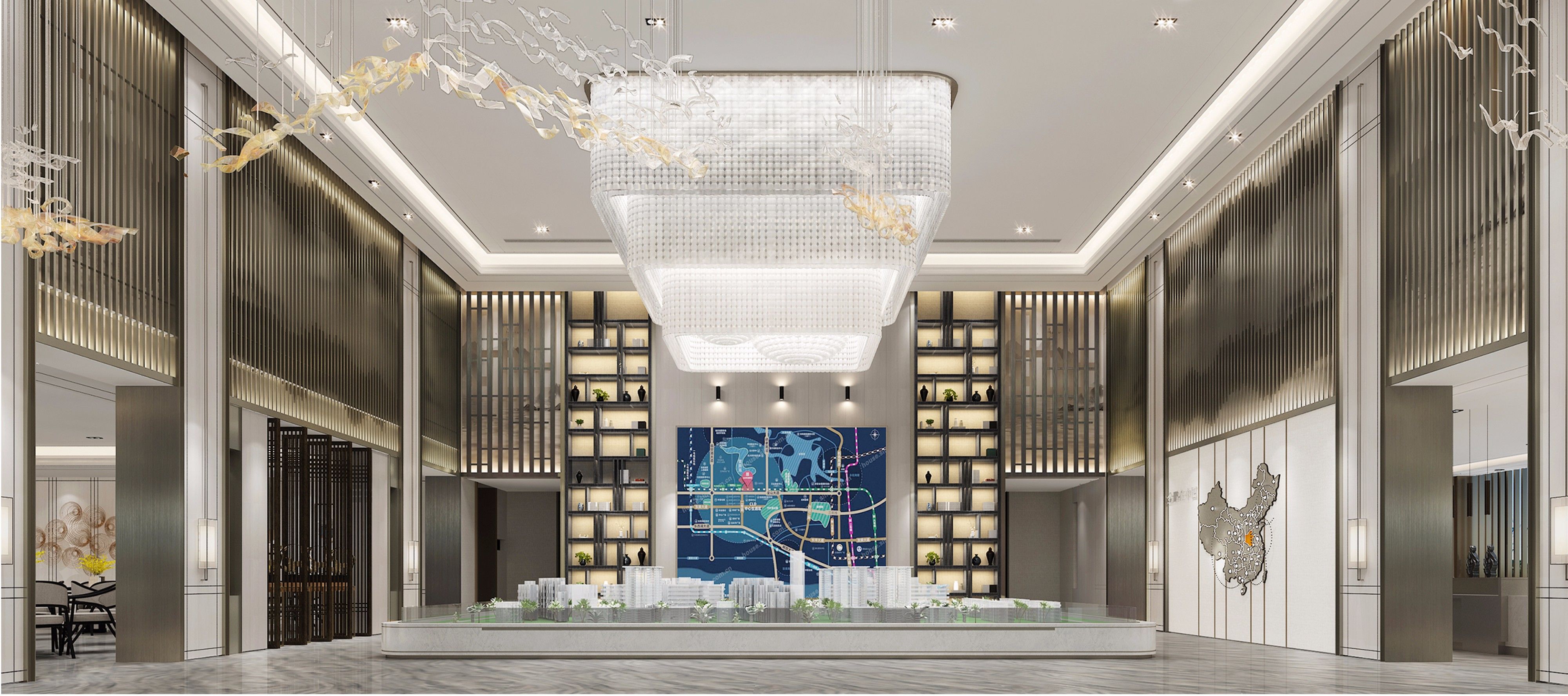 售楼处接待洽谈厅装修效果图  工装售楼处装修图片 400平米