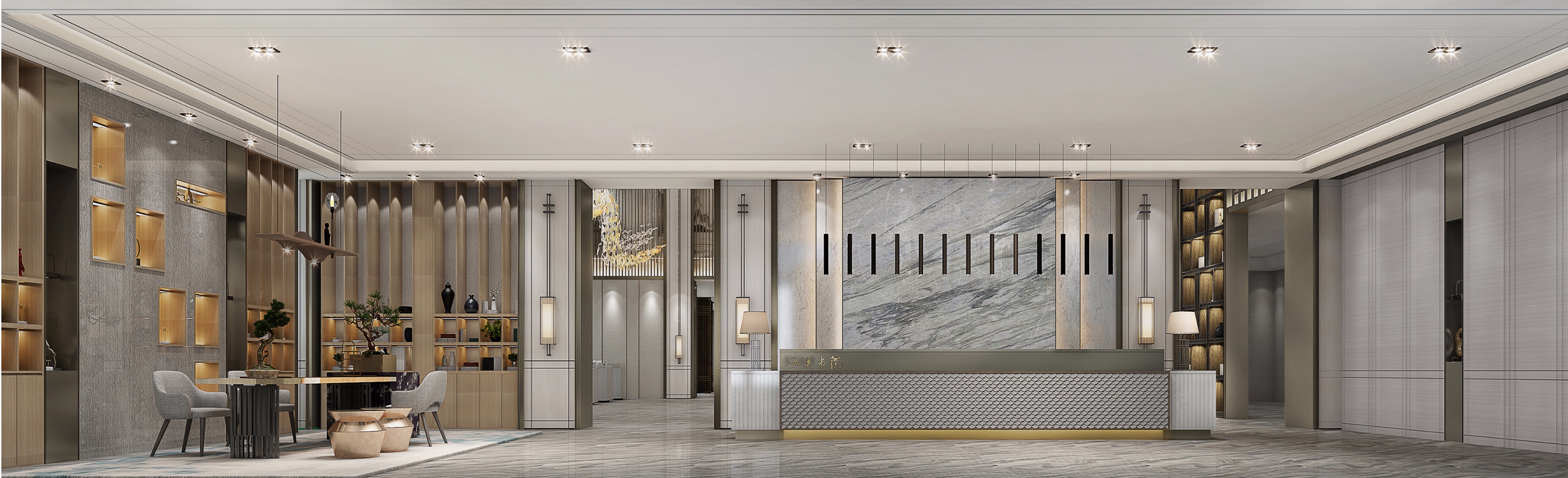 售楼处接待洽谈厅装修效果图  工装售楼处装修图片 400平米