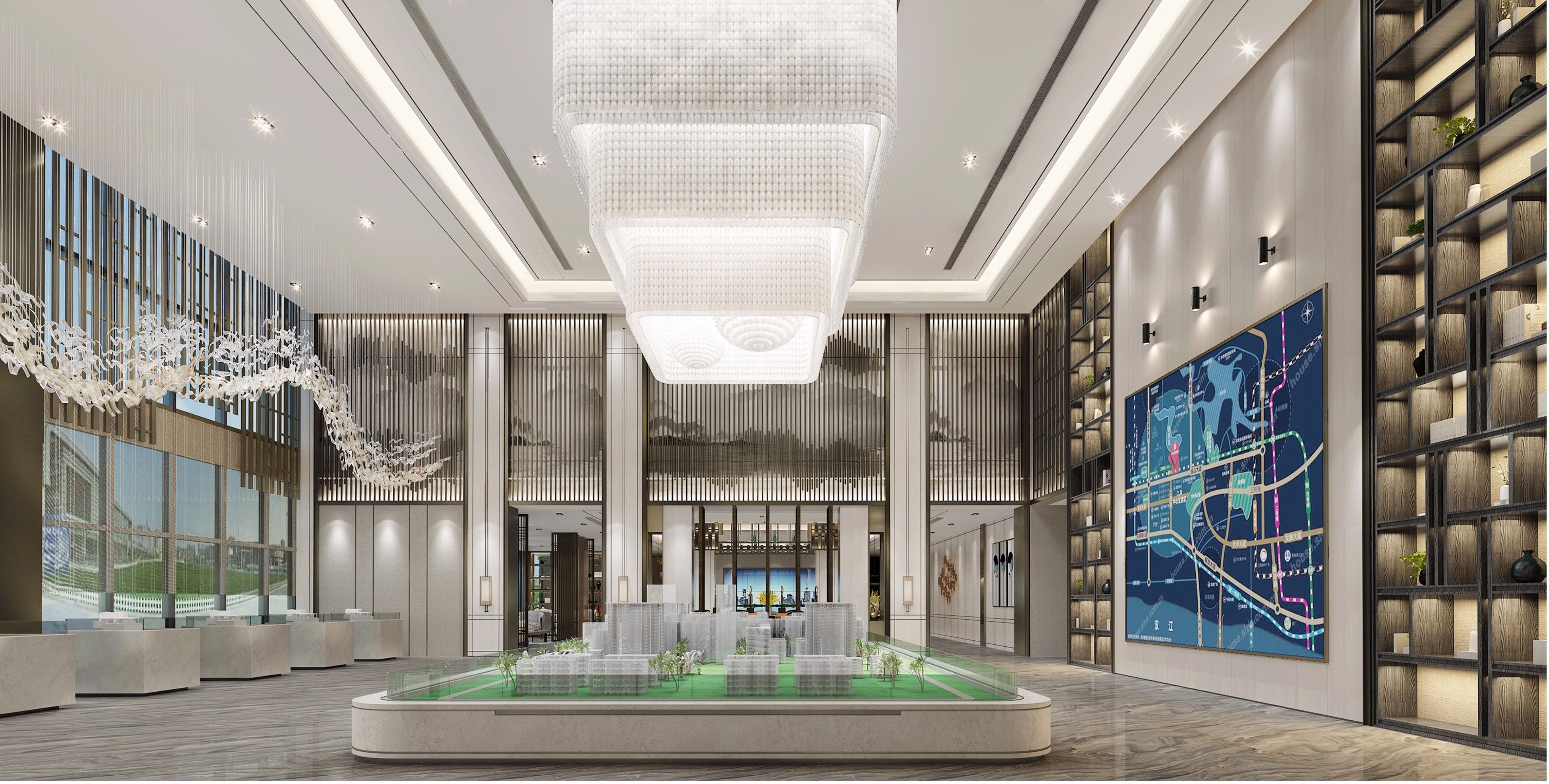 售楼处接待洽谈厅装修效果图  工装售楼处装修图片 400平米