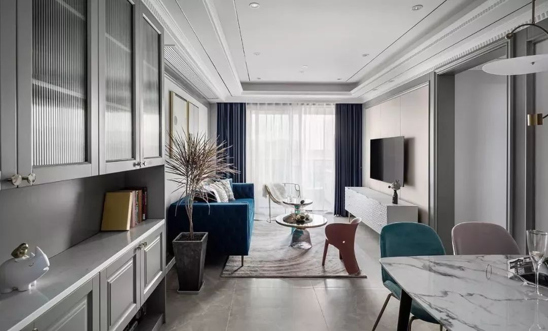 89㎡现代欧式混搭风，优雅经典蓝搭配，亲朋好友都说美爆了！