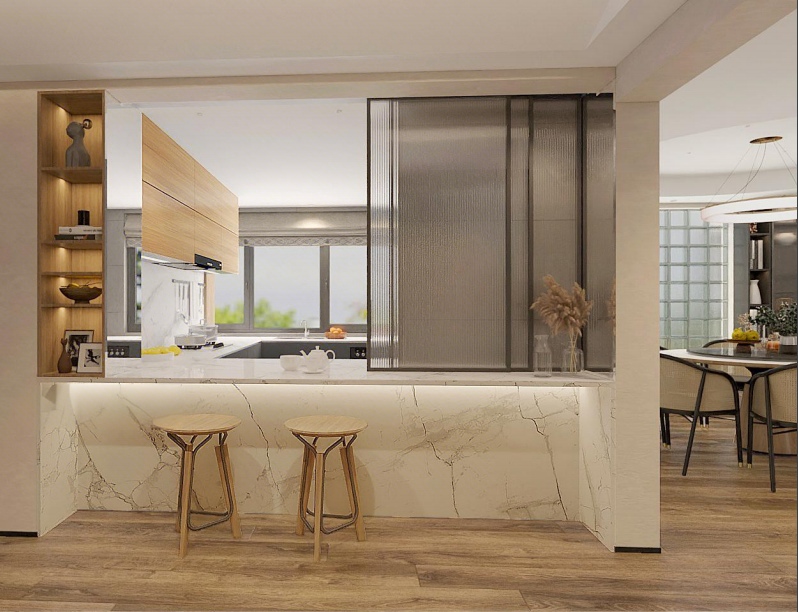 大三居135平，自然原木风格