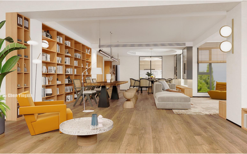 大三居135平，自然原木风格